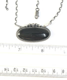Native American Sterling Silver Navajo Oval Onyx Bar Necklace. Signed