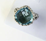 Sterling Silver 925 Pear Blue Topaz Filigree Size 8 Ring Bali Jewelry R8