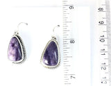 Native American Sterling Silver Navajo Indian Charoite Dangle Earrings.