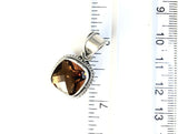 Sterling Silver 925 Square Cushion Cut Faceted Citrine Pendant Bali Jewelry