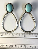 Native American Sterling Silver Navajo Indian Pilot Mountain Turquoise Earrings.