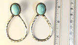 Native American Sterling Silver Navajo Indian Pilot Mountain Turquoise Earrings.