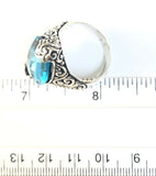 Sterling Silver 925 Marquise Cut Blue Topaz Filigree Size 8 Ring Bali Jewelry