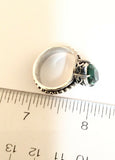 Sterling Silver 925 Marquise Green Quartz Filigree Ring Size 7 Bali Jewelry