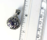 Sterling Silver 925 Pear Cushion Cut Filigree Amethyst Pendant Bali Jewelry