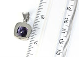 Sterling Silver 925 Square Faceted Cushion Cut Amethyst Pendant Bali Jewelry