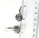 Sterling Silver 925 Triangular Ruby Filigree Dangle Earrings Bali Jewelry