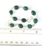 Sterling Silver About 8" Adjustable Oval Malachite Cabochon Bracelet 925 B042206