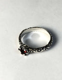 Sterling Silver 925 Round Garnet Filigree Ring Size 8 Bali Jewelry