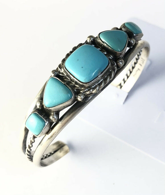 Native American Sterling Silver Red Mountain Turquoise Navajo Indian Cuff
