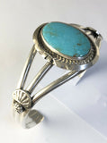 Native American Sterling Silver Kingman Turquoise Navajo Indian Cuff