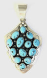 Native American Sterling Silver Navajo Sleeping Beauty Turquoise Pendant Signed