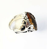 Sterling Silver 925 Marquise Cushion Citrine Filigree Size 6 Ring Bali Jewelry