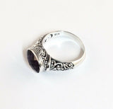 Sterling Silver 925 Oval Cushion Cut Amethyst Filigree Ring Size 7 Bali Jewelry
