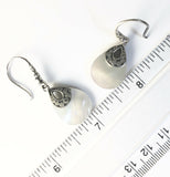 Sterling Silver 925 Pear White Mother Of Pearl Dangle Earrings.Bali Jewelry