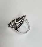 Sterling Silver Curved Curled Beaded Ring R101202 Size 8