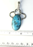 Native American Sterling Silver Navajo Lone Mountain Turquoise Pendant. Signed