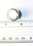 Sterling Silver 925 Square Blue Topaz Filigree Size 9 & 3/4 Ring Bali Jewelry